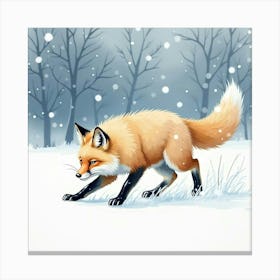 Fox In The Snow 3 Canvas Print