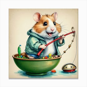 Hamster Fishing 4 Canvas Print