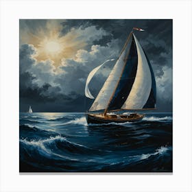 Sailboat On The Ocean Canvas Print