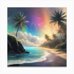 Rainbow Over The Beach Canvas Print