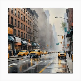 Busy Streets View New York City Taxis Canvas Print