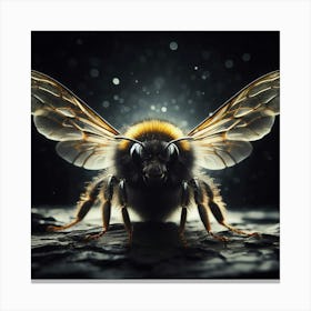 Portrait of a Bee in the Darkness, Capturing the Power and Beauty of Nature's Smallest Creatures Canvas Print