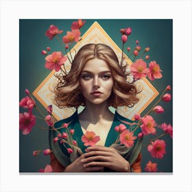 Girl With Flowers 4 Canvas Print