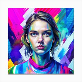 Girl With Colorful Paint Canvas Print