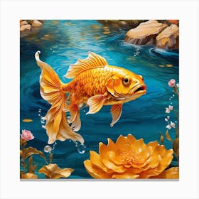 Gold Fish In The Pond Canvas Print