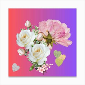 Roses And Hearts Canvas Print