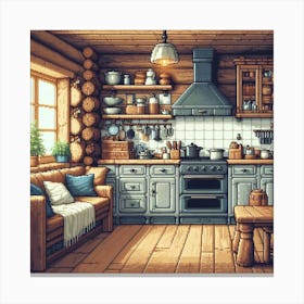 Interior Of A Log Cabin Canvas Print