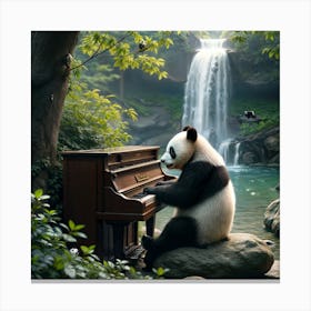 Panda Playing Piano Canvas Print