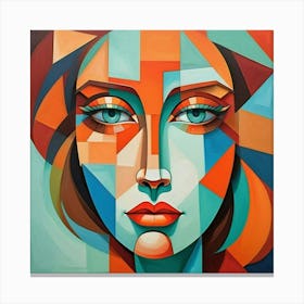 Cubism Woman Face Vibrant Colours Canvas Print