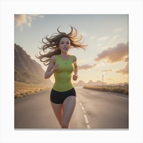 Girl Jogging Canvas Print