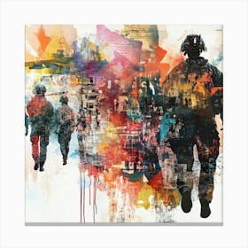 Soldiers On Patrol Collage Canvas Print