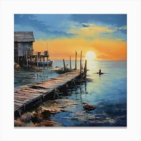 Sunset At The Dock Canvas Print