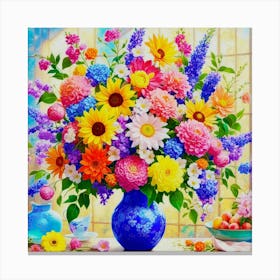 Beautiful Flowers In A Vase Canvas Print