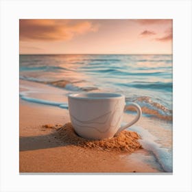 Coffee Cup On The Beach 16 Canvas Print