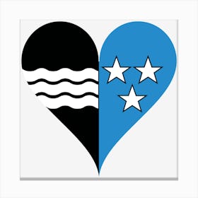 Heart Love Switzerland Aargau Canton Stars Waves Heart Shaped Coat Of Arms Flag Heart Shape Canvas Print