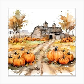 Farmhouse And Pumpkin Patch 8 Canvas Print