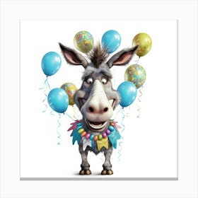 Donkey With Balloons Canvas Print