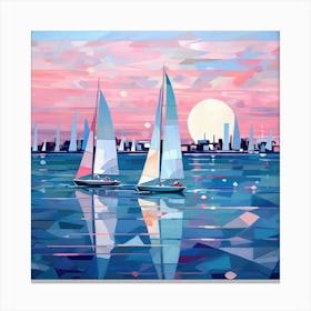 Sailboats At Sunset 9 Canvas Print