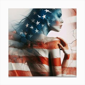 A american flag, a woman 1 Canvas Print