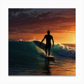 Surfer At Sunset 5 Canvas Print