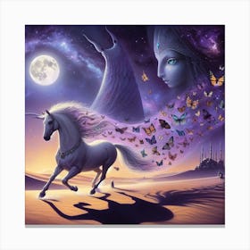 Unicorn In The Desert Canvas Print