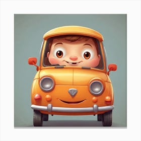 Boy Driving A Car Canvas Print