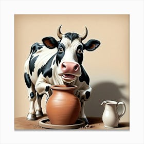 Cow With Jug Canvas Print