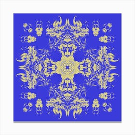 Dragon Head Pattern Blue And Yellow Canvas Print