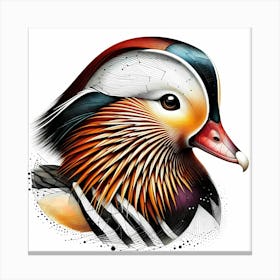 Mandarin duck - Abstract Line Art Illustration 219 Canvas Print