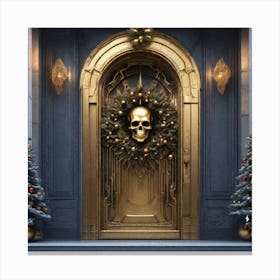 Christmas Decoration On Home Door Sf Intricate Artwork Masterpiece Ominous Matte Painting Movie (5) Canvas Print