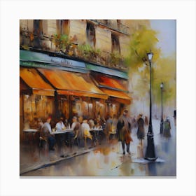 Cafe in Paris.spring season. Passersby. The beauty of the place. Oil colors.8 Canvas Print