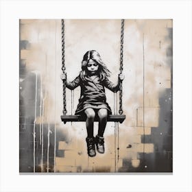 Little Girl On Swing Canvas Print