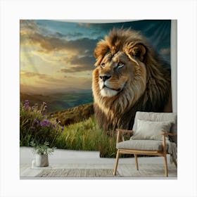 Lion In The Grass Canvas Print