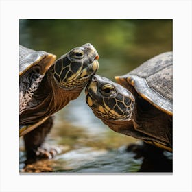 Two Turtles Kissing Canvas Print