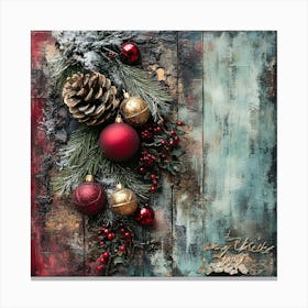 Vintage Holiday Mixed Media 1 Canvas Print