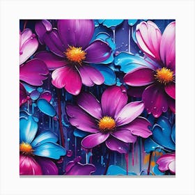 Blue And Purple Flowers 1 Canvas Print