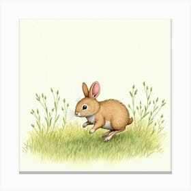 Rabbit Running In Grass Canvas Print