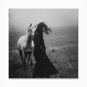 Woman And A Horse Aesthetic Canvas Print