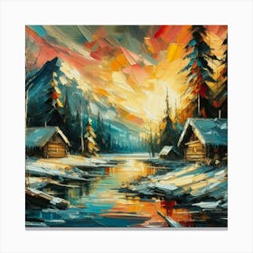 Cabin In The Snow Canvas Print