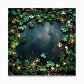 Shamrock Frame With Lights 1 Canvas Print