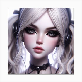 Doll With Headphones Canvas Print