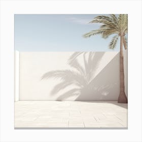 White Wall With A Palm Summer Photography Canvas Print