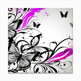 Black And Pink Butterflies 2 Canvas Print