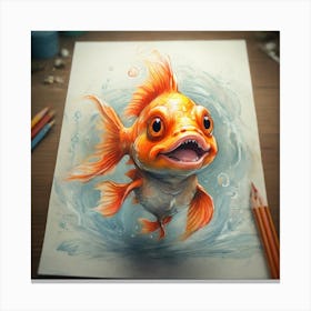 Goldfish Drawing Canvas Print