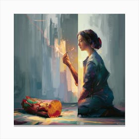 Of A Woman Smoking Canvas Print