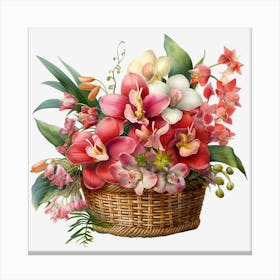 Flowers In A Basket Canvas Print