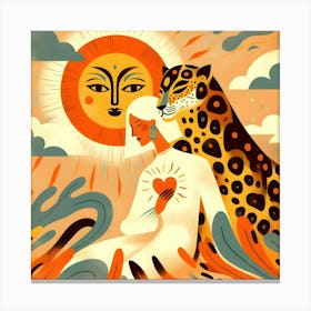 Sun, Girl, and The Leopard Canvas Print