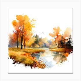 Watercolor Autumn Landscape 35 Canvas Print