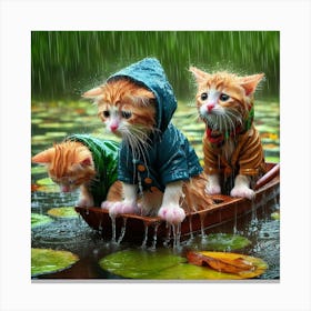 Kittens In The Rain 13 Canvas Print