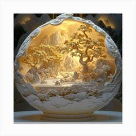 Golden Tree Globe Canvas Print